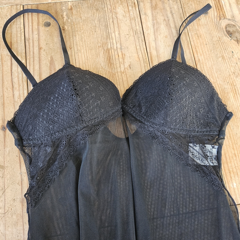 Flora Nikrooz Black Lace Sheer Chemise